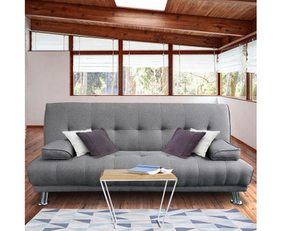 Sarantino Manhattan Sofa Bed Lounge Couch Futon Furniture Home Light Grey Linen Suite