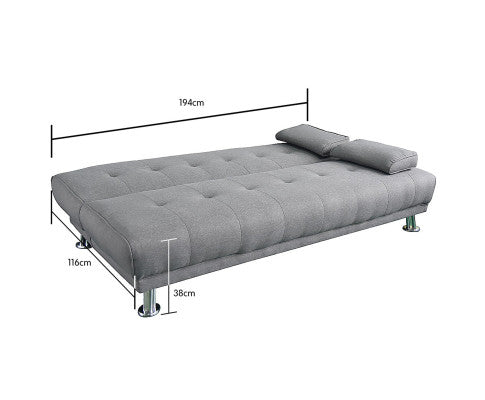 Sarantino Manhattan Sofa Bed Lounge Couch Futon Furniture Home Light Grey Linen Suite