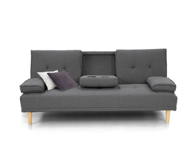 Sarantino Rochester Linen Fabric Sofa Bed Lounge Couch Futon Furniture Suite - Dark Grey