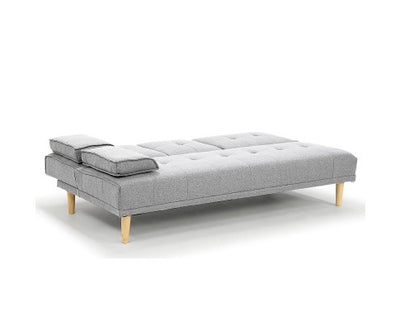 Sarantino Rochester Linen Fabric Sofa Bed Lounge Couch Futon Furniture Suite - Light Grey