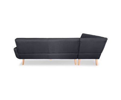 Sarantino Faux Linen Corner Wooden Sofa Futon Lounge L-shaped with Chaise - Black