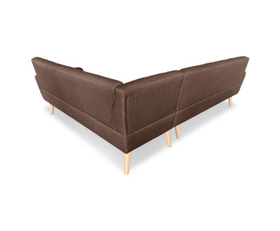 Sarantino Faux Linen Corner Wooden Sofa Lounge L-shaped Futon with Chaise - Brown