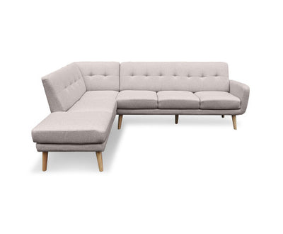 Sarantino Faux Linen Corner Sofa Lounge L-shaped Chaise Light Grey