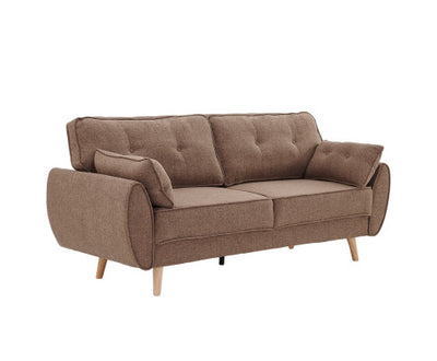 Sarantino 3 Seater Modular Linen Fabric Sofa Bed Couch Futon Suite - Brown