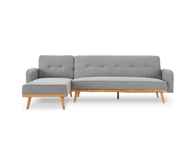 Sarantino 3-Seater Corner Sofa Bed with Chaise Lounge - Light Grey