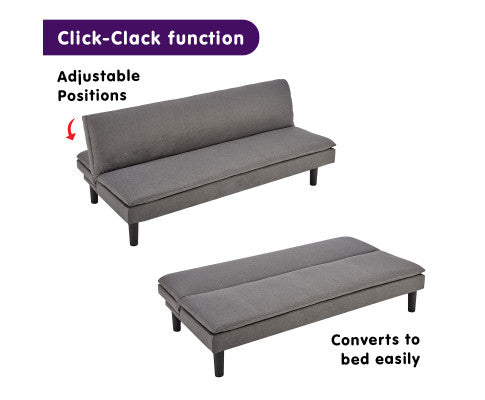 Sarantino 3 Seater Modular Faux Linen Fabric Sofa Bed Couch -Dark Grey