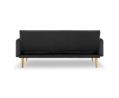 Sarantino 3 Seater Modular Linen Fabric Sofa Bed Couch - Black