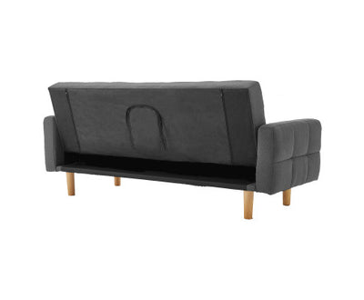 Sarantino 3-Seater Fabric Sofa Bed Futon - Dark Grey