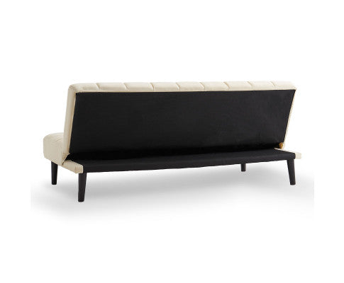 Sarantino Faux Suede Fabric Sofa Bed Furniture Lounge Seat Beige