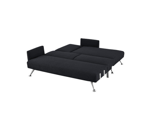 Sarantino Mia 3-Seater Sofa Bed with Chaise & 3 Pillows - Black