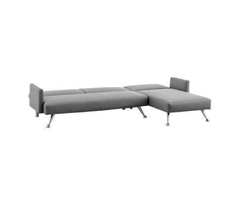 Sarantino Mia 3-Seater Corner Sofa Bed Chaise and Pillows Dark Grey