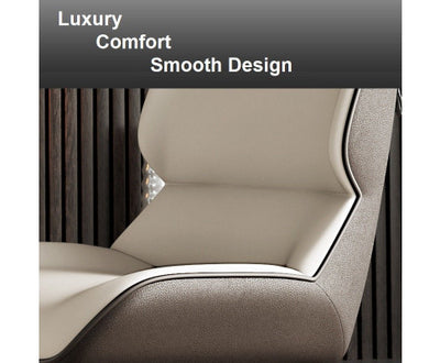 Light Grey Italian Minimal List Dining Chairs PU Retro Chair Cafe Kitchen Modern Metal Legs x2