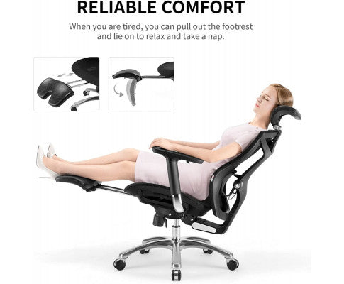 Sihoo Ergonomic Office Chair V1 4D Adjustable High-Back Breathable With Footrest And Lumbar Support Grey