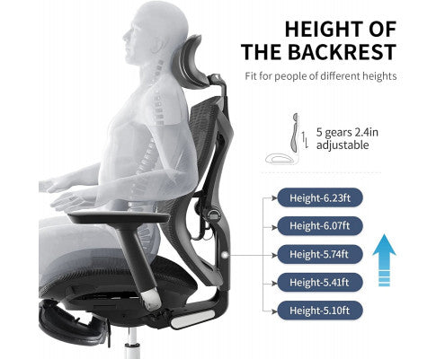 Sihoo Ergonomic Office Chair V1 4D Adjustable High-Back Breathable With Footrest And Lumbar Support Grey