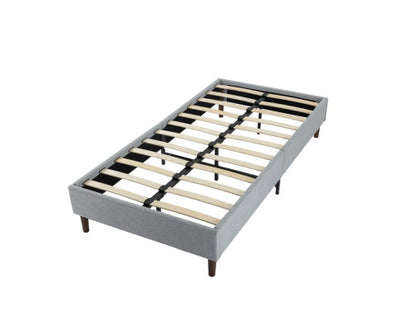 Bedframe with Wooden Slats (Light Grey) – Double