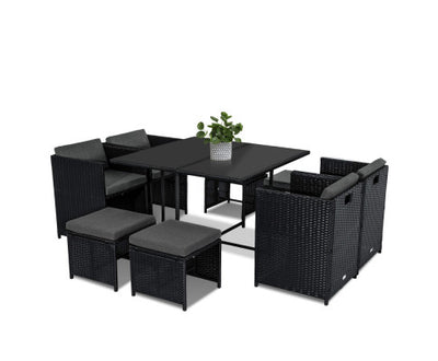 Horrocks 8 Seater Outdoor Dining Set – Black