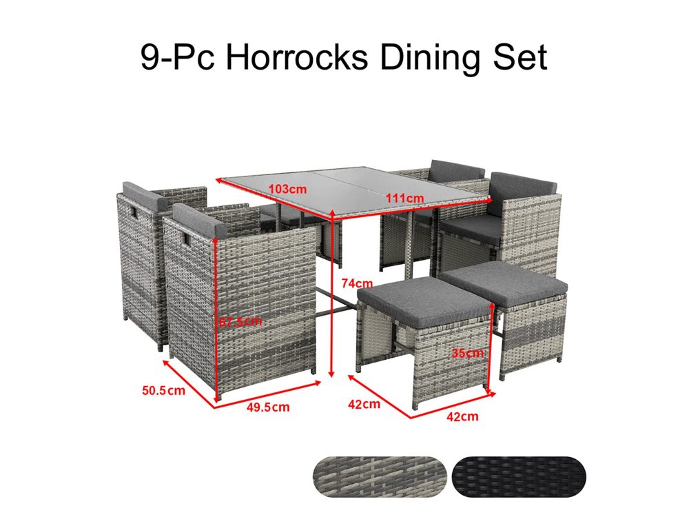 Horrocks 8 Seater Outdoor Dining Set - Grey