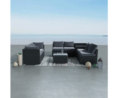 8PCS Outdoor Furniture Modular Lounge Sofa Lizard – Black