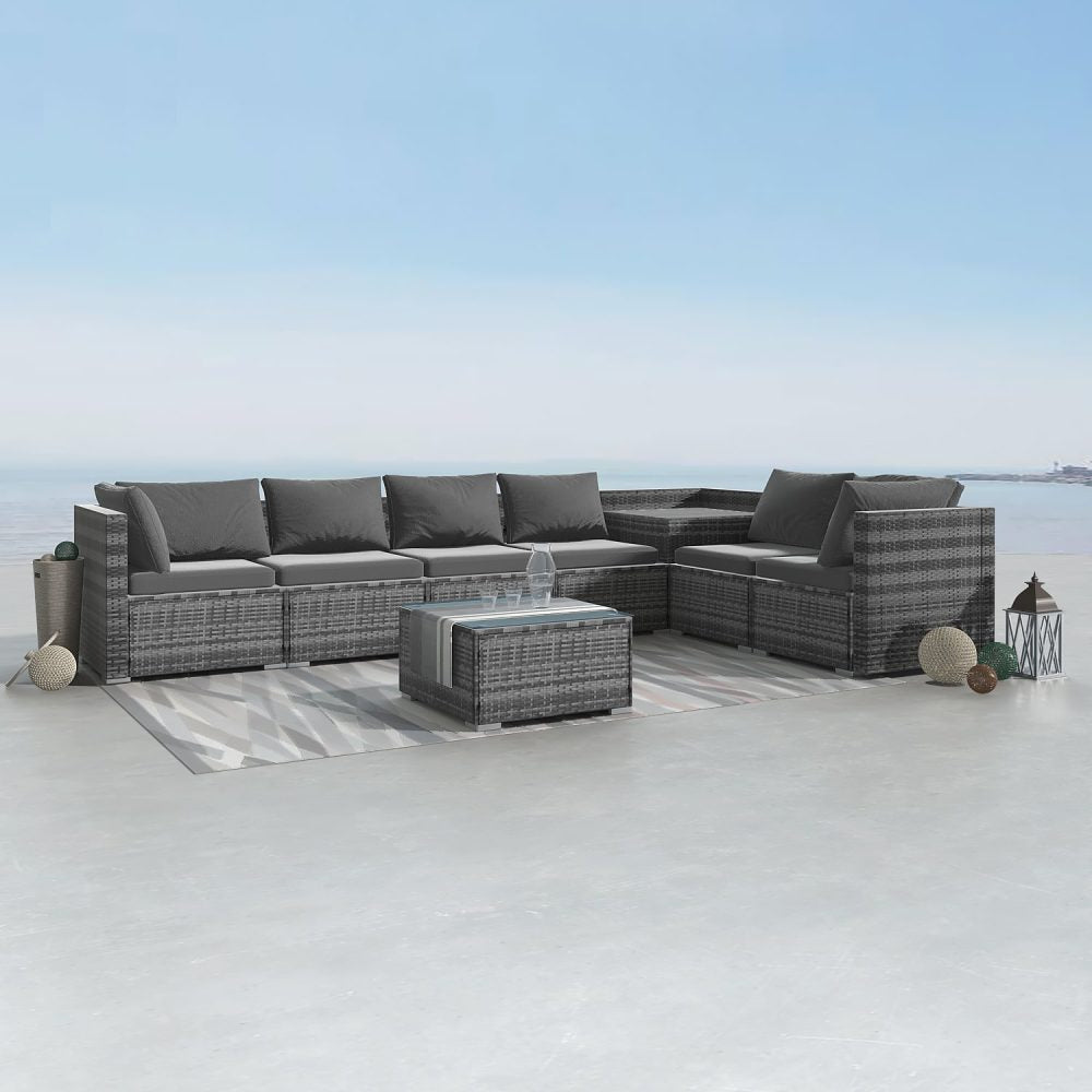 8PCS Outdoor Furniture Modular Lounge Sofa Lizard – Grey