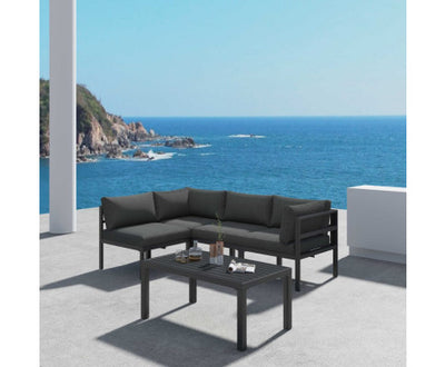 Outdoor Charcoal Grey Minimalist 5 Piece Lounge Set