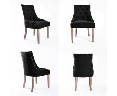 La Bella 2 Set Dark Black French Provincial Dining Chair Amour Oak Leg