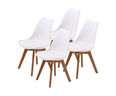 La Bella 4 Set White Retro Dining Cafe Chair Padded Seat