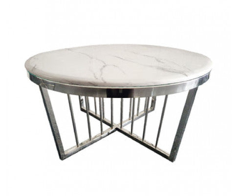 Salina Coffee Table - Marble - 80cm Silver