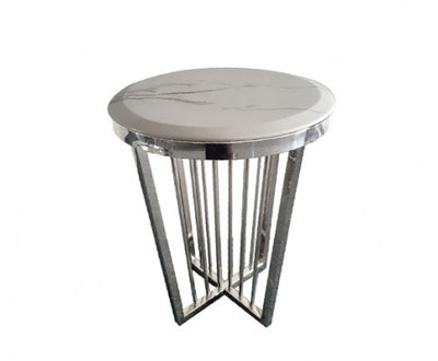 Salina Coffee Table - Marble - 45cm Silver