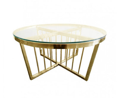 Salina Coffee Table - Clear Top - 95cm Gold