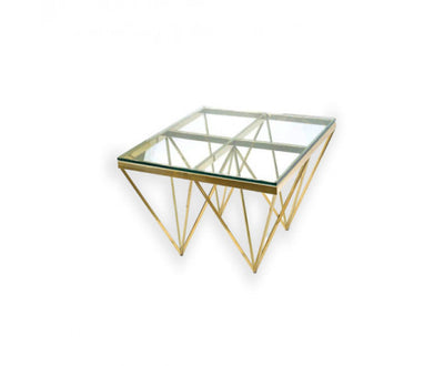 Pinnacle Gold Side Table - Clear Glass