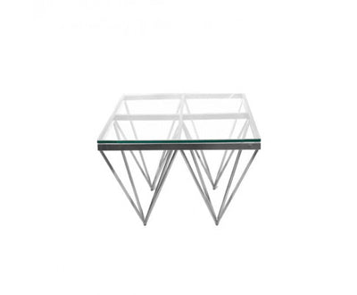 Pinnacle Silver Side Table - Black Glass