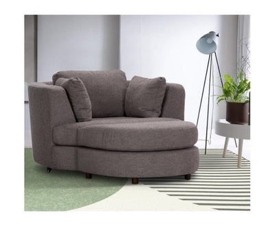 Sunshine Single Sofa Chair Fabric Swivel Ottoman - Grey