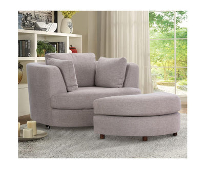 Sunshine Single Sofa Chair Fabric Swivel Ottoman - Steel