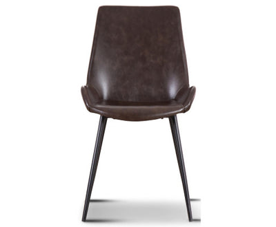 Brando Set of 2 PU Leather Upholstered Dining Chair Metal Leg - Brown