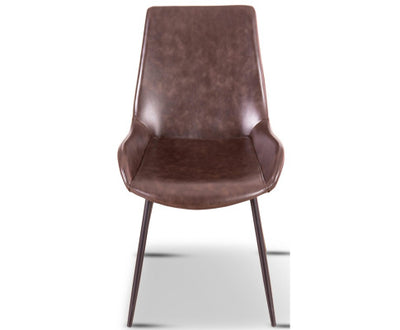 Brando Set of 2 PU Leather Upholstered Dining Chair Metal Leg - Brown