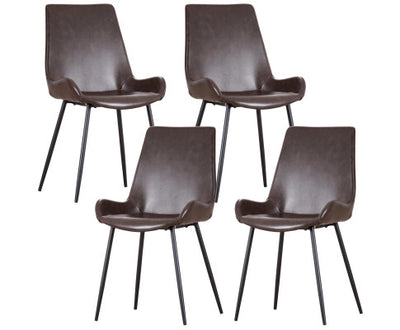 Brando Set of 4 PU Leather Upholstered Dining Chair Metal Leg - Brown