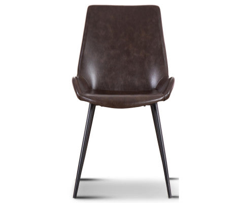 Brando Set of 6 PU Leather Upholstered Dining Chair Metal Leg - Brown