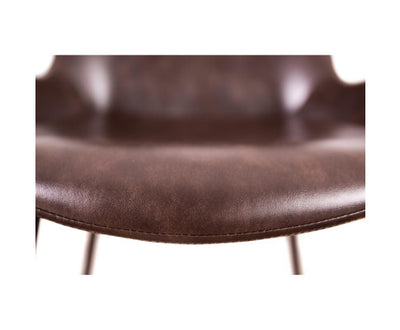 Brando Set of 6 PU Leather Upholstered Dining Chair Metal Leg - Brown