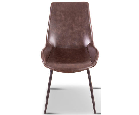 Brando Set of 8 PU Leather Upholstered Dining Chair Metal Leg - Brown