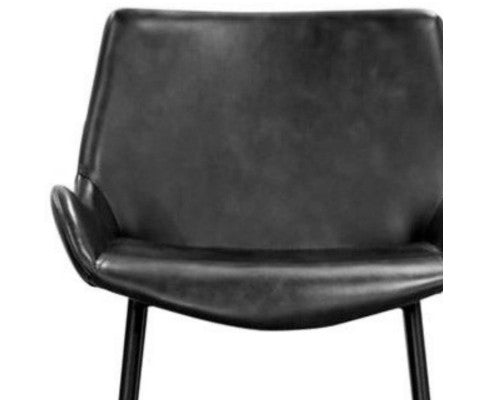 Brando Set of 2 PU Leather Upholstered Bar Chair Metal Leg Stool Vintage Grey
