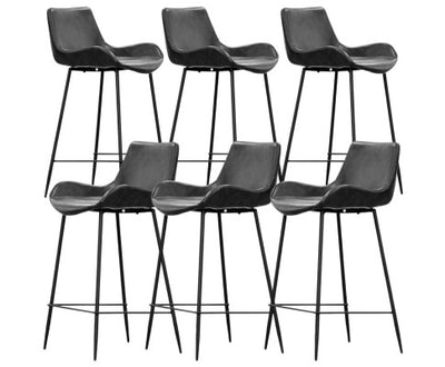 Brando Set of 6 PU Leather Upholstered Bar Chair Metal Leg Stool Vintage Grey