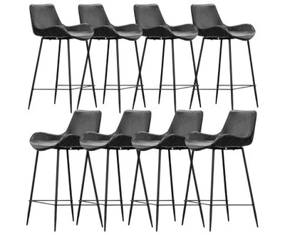 Brando Set of 8 PU Leather Upholstered Bar Chair Metal Leg Stool Vintage Grey