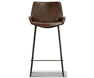 Brando Set of 2 PU Leather Upholstered Bar Chair Metal Leg Stool - Brown