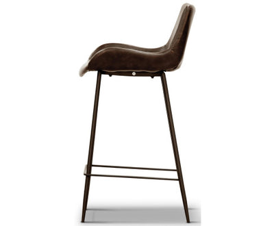 Brando Set of 2 PU Leather Upholstered Bar Chair Metal Leg Stool - Brown