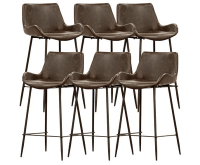 Brando Set of 6 PU Leather Upholstered Bar Chair Metal Leg Stool - Brown