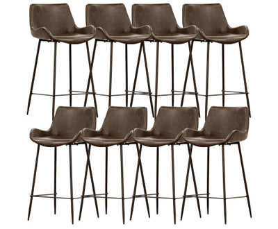 Brando Set of 8 PU Leather Upholstered Bar Chair Metal Leg Stool - Brown