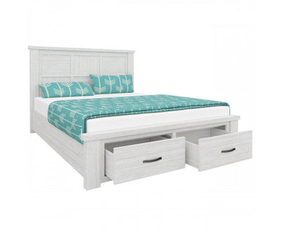 Foxglove Bed Frame Double Size Wood Mattress Base With Storage Drawers - White