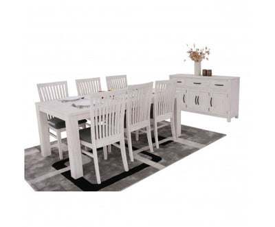 Foxglove PU Seat Dining Chair Set of 2 Solid Ash Wood Dining Furniture - White