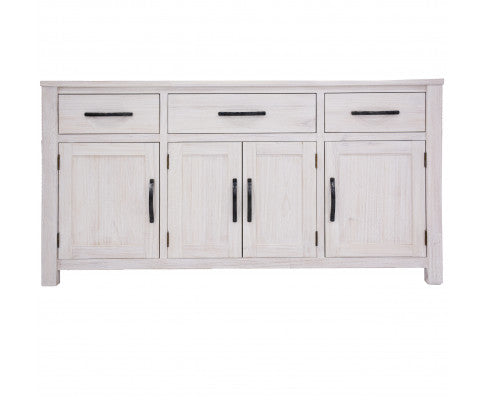 Foxglove Buffet Table 158cm 4 Door 3 Drawer Solid Mt Ash Timber Wood - White