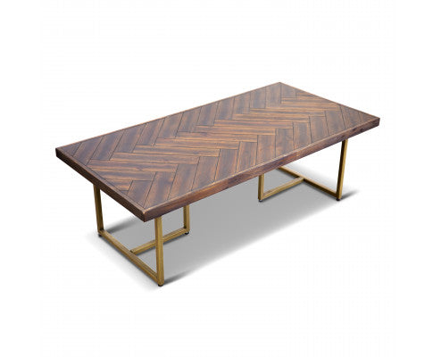 Tuberose Coffee Table 120cm Solid Acacia Wood Home Herringbone Parquet - Brown